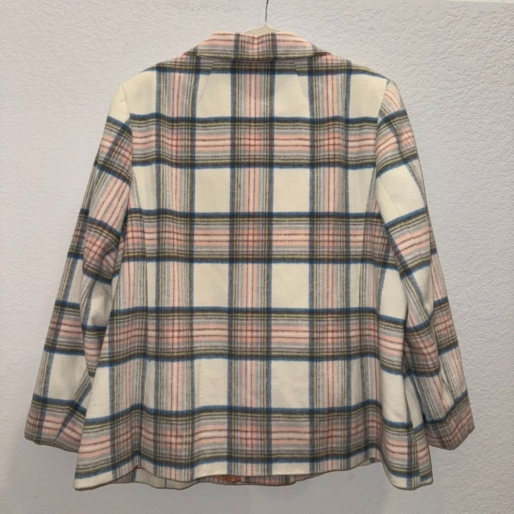 Lands' End Womens Sz L-XL Pastel Plaid Coat Winter Jacket Preppy Luxury Academia - Picture 2 of 13